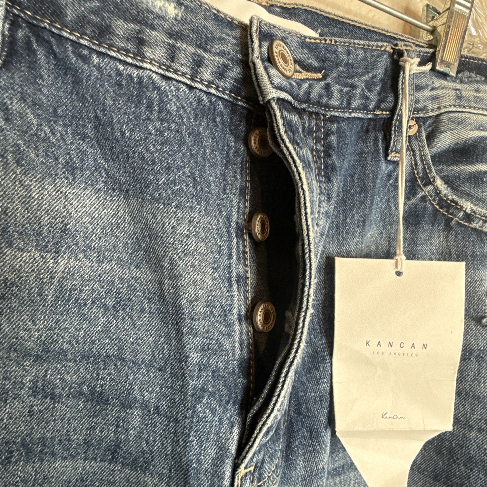 Kancan Flare Jeans Women’s 15/31 High Rise Stretchy Wide Leg Distressed New — image 6 of 8